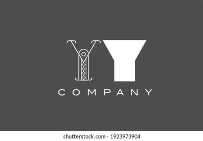 geometric Y YY grey white alphabet letter logo icon for company. Different style combination design for business and corporate