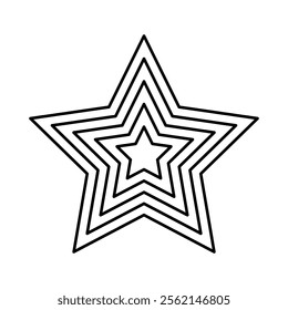 Geometric y2k shape. Repeating star figures in aesthetic postmodern style isolated on black background. Vector graphic illustration.