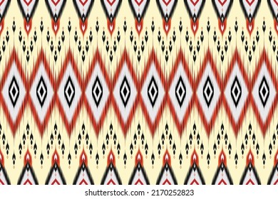 Geometric yarn ikat ethnic oriental pattern traditional Design for background,carpet,wallpaper,clothing,wrapping,Batik,fabric,Vector illustration embroidery style