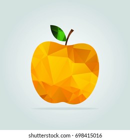 Geometric yellow apple. Polygonal and triangle apple