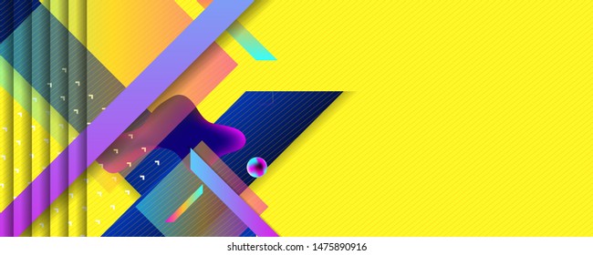 Geometric yellow and blue abstract background dark banner with a trend gradient business template design modern minimalistic