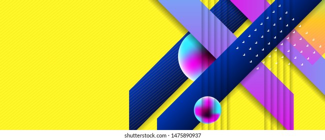 Geometric yellow and blue abstract background dark banner with a trend gradient business template design modern minimalistic