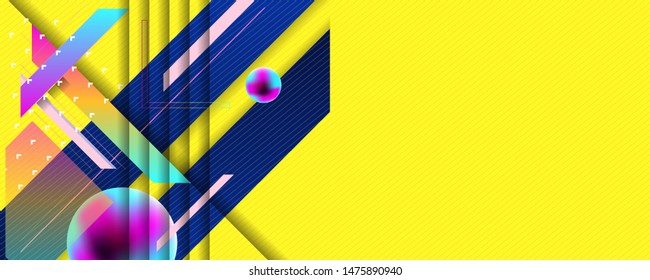 Geometric yellow and blue abstract background dark banner with a trend gradient business template design modern minimalistic