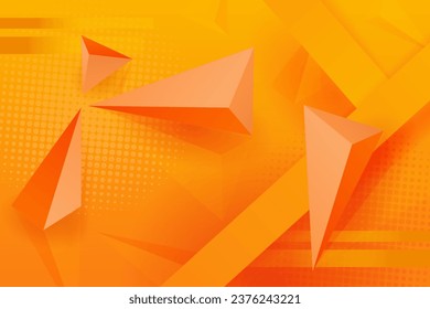 Color amarillo geométrico con fondo naranja, triángulos con efecto 3D.