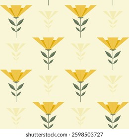 Geometric yellow flower seamless pattern design Vector