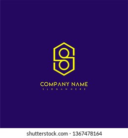 geometric yellow hexagonal modern lines OO logo letters design concept wih purple background