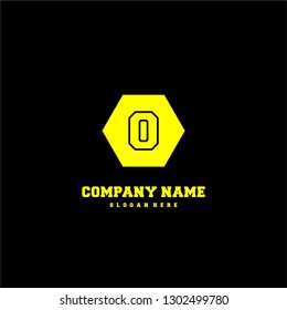 geometric yellow hexagonal O logo letter in lines shape design concept