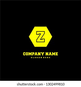 geometric yellow hexagonal Z logo letter in lines shape design concept