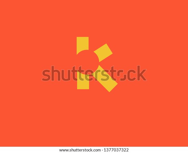 Geometric Yellow Logo Letter K Suns Stock Vector Royalty Free