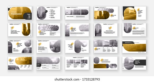 Geometric Yellow Presentation Element Templates. Vector infographics. Use in Presentation, Flyer and Leaflet, SEO, Marketing, Webinar Landing Page Template, Website Design, Banner.