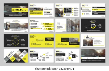 Geometric Yellow Presentation Element Templates. Vector infographics. For use in Presentation, Flyer and Leaflet, SEO, Marketing, Webinar Landing Page Template, Website Design, Banner.