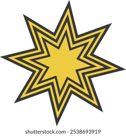 Ilustración geométrica de estallido estelar amarillo. Vector de ilustración de icono de estrella.