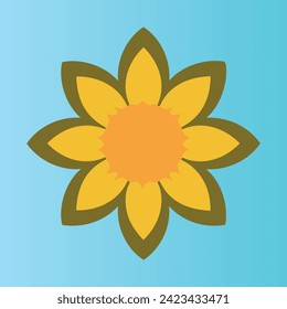Geometric yellow sunflower vector with blue background