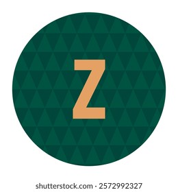 Geometric z Design in Green Circle with Triangle Pattern, Minimal Vector Art