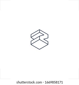 geometric Z letter logo cube design
