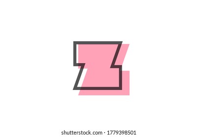 geometric Z pink black line alphabet letter logo icon for company. Simple line design for business and corporate