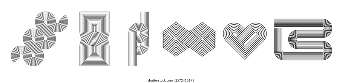 Geometric Zen arch line figures and stroke pattern shapes mega set