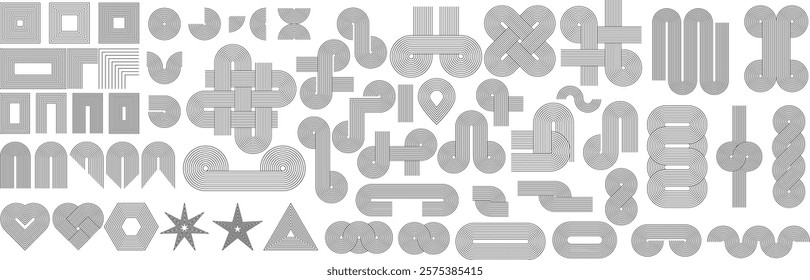 Geometric zen arch shapes. Mid century elements set. Modern boho aesthetic. Vector illustration.