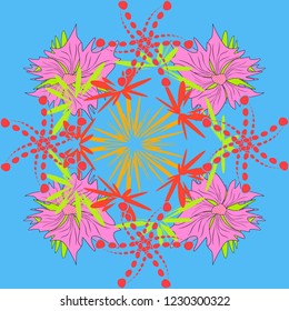Geometric zentangle mandala frame border. Colorful Tribal Ethnic Festive Abstract Floral vector Pattern.