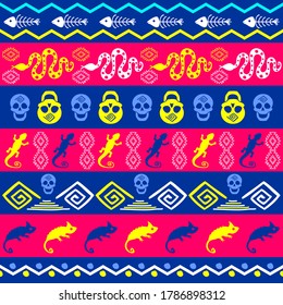 Geometric zigzag color pattern. Mexican pattern.