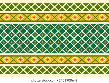 Geometric zigzag ethnic seamless pattern design for background, carpet, wallpaper, clothing, batik, fabric, wrapping, vector illustration vintage color style.