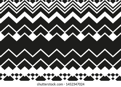 Geometric zigzag pattern with lines, squares, checks in traditional ethnic style VEctor illustration
