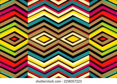 Geometric zigzag pattern multicolor background. Abstract graphic simple stripes line modern elegant minimal retro colorful style. Design for fabric texture textile backdrop background wallpaper print.