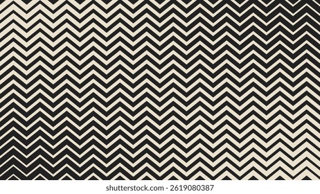 Motif géométrique en zigzag avec effet d'illusion optique et lignes ondulées en noir et beige. Arrière-Plan Abstrait Vintage Rétro. Arrière-Plan Mode Flèches Demi-Teintes. Illustration vectorielle.