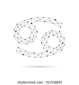 Geometric Zodiac sign design silhouette. Cancer. Black line vector illustration