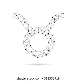 Geometric Zodiac sign design silhouette. Taurus. Black line vector illustration