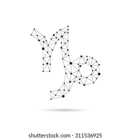 Geometric Zodiac sign design silhouette. Capricorn.Black line vector illustration