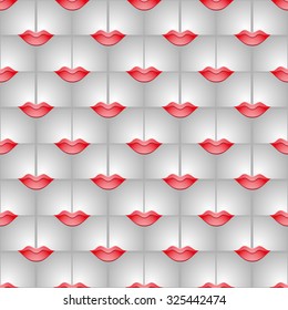 Geometrical 3D seamless background with lips. Perfect for beauty shop decoration 