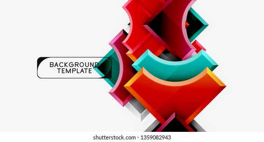 Geometrical 3d shapes background. Vector illustration