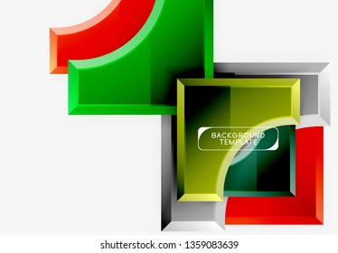 Geometrical 3d shapes background. Vector illustration