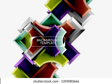 Geometrical 3d shapes background. Vector illustration