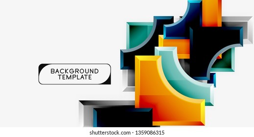 Geometrical 3d shapes background. Vector illustration