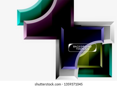 Geometrical 3d shapes background. Vector illustration