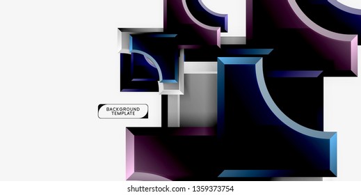 Fondo geométrico 3d de formas. Ilustración del vector