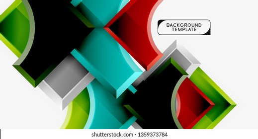 Geometrical 3d shapes background. Vector illustration