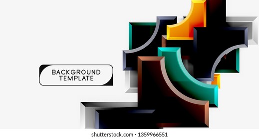 Geometrical 3d shapes background. Vector illustration