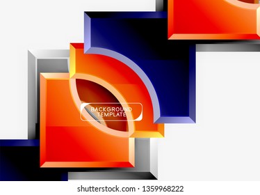 Geometrical 3d shapes background. Vector illustration