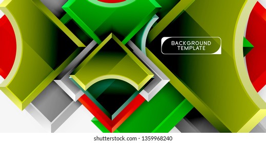Geometrical 3d shapes background. Vector illustration