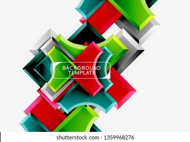 Geometrical 3d shapes background. Vector illustration