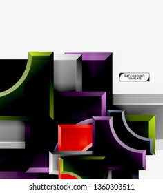 Geometrical 3d shapes background. Vector illustration