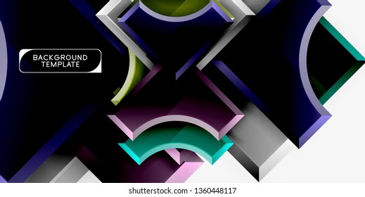 Geometrical 3d shapes background. Vector illustration