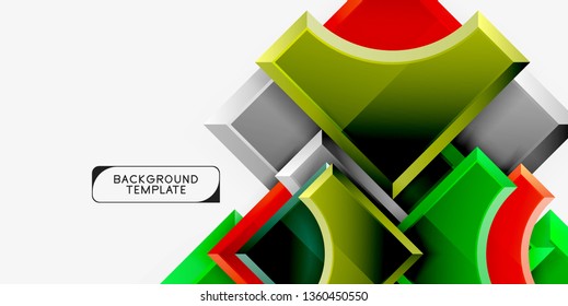 Geometrical 3d shapes background. Vector illustration