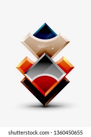 Geometrical 3d shapes background. Vector illustration