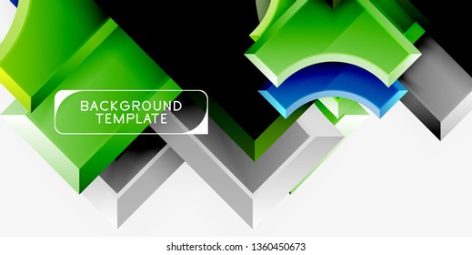 Fondo geométrico 3d de formas. Ilustración del vector