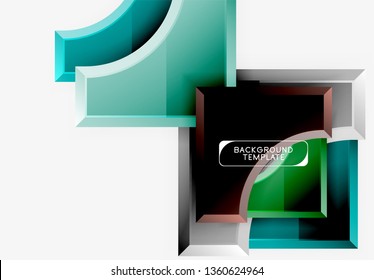 Geometrical 3d shapes background. Vector illustration