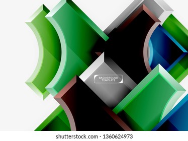 Geometrical 3d shapes background. Vector illustration